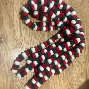 2 Trader Joe’s felted Red, Green, and White e Red, Green, and White garland